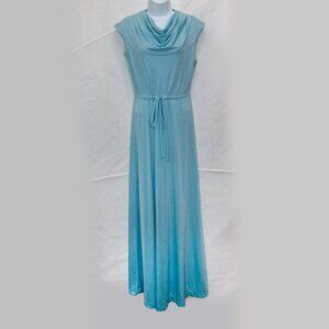 Vintage Julie Miller Tie Front Maxi Dress Womens Medium M Blue Sleeveless FF13D